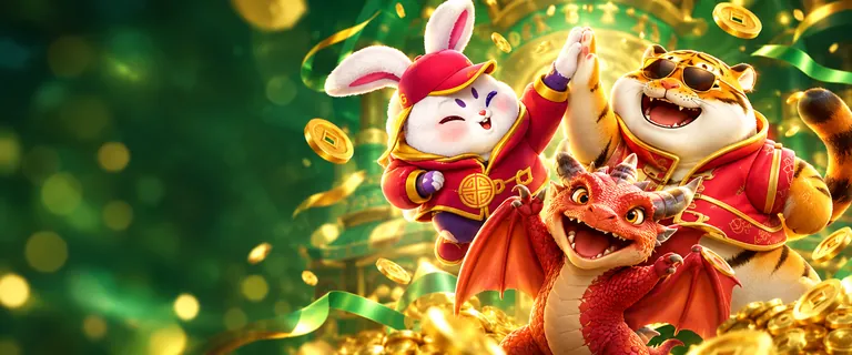 Fortune Rabbit, Fortune Tiger and the Dragon Hatch dragon celebrating together